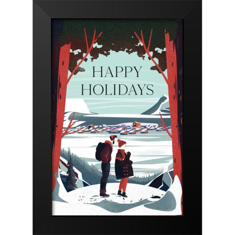 Happy Holidays Black Modern Wood Framed Art Print by Escalante, Omar
