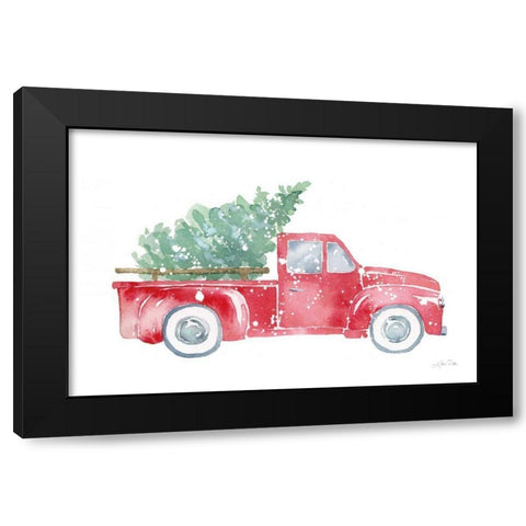 Christmas Truck Black Modern Wood Framed Art Print with Double Matting by Pete, Katrina