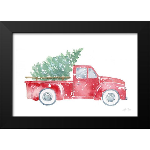 Christmas Truck Black Modern Wood Framed Art Print by Pete, Katrina