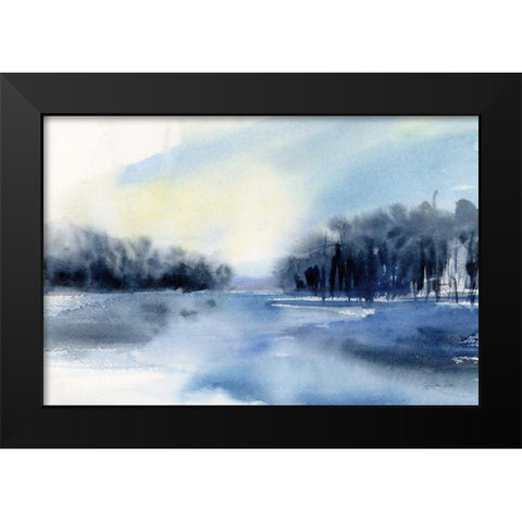Winter River Black Modern Wood Framed Art Print by Pete, Katrina