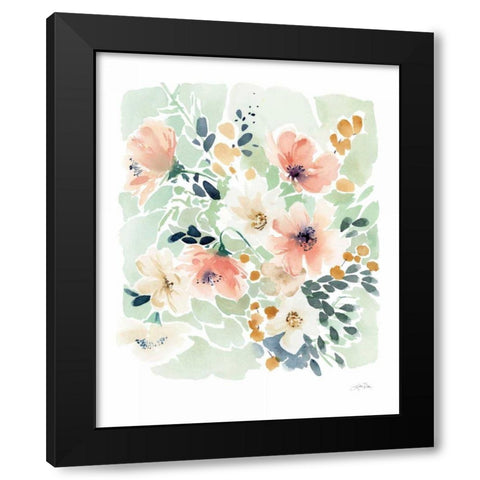 Spring Florals Black Modern Wood Framed Art Print by Pete, Katrina
