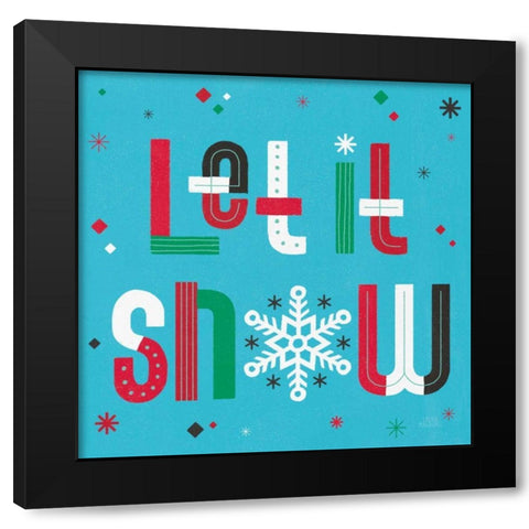 Retro Holiday VI Bright Black Modern Wood Framed Art Print by Marshall, Laura