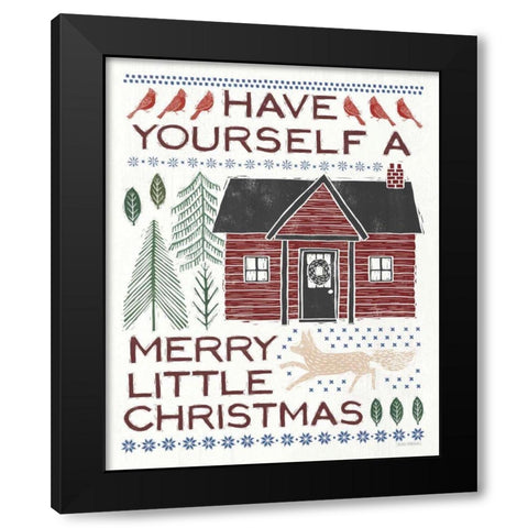 Woodcut Wonderland IV Red Black Modern Wood Framed Art Print with Double Matting by Marshall, Laura