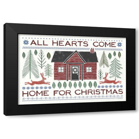 Woodcut Wonderland I Red Black Modern Wood Framed Art Print by Marshall, Laura