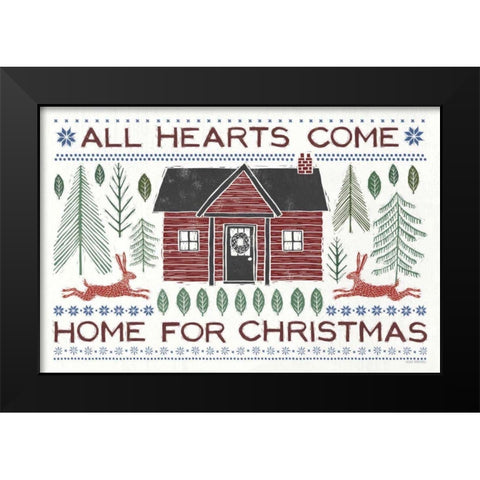 Woodcut Wonderland I Red Black Modern Wood Framed Art Print by Marshall, Laura