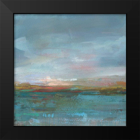 Open Water Sunrise Black Modern Wood Framed Art Print by Nai, Danhui