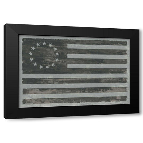 Slate American Flag Black Modern Wood Framed Art Print by Schlabach, Sue