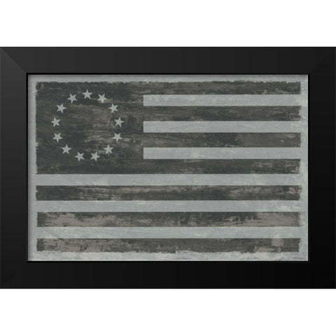 Slate American Flag Black Modern Wood Framed Art Print by Schlabach, Sue