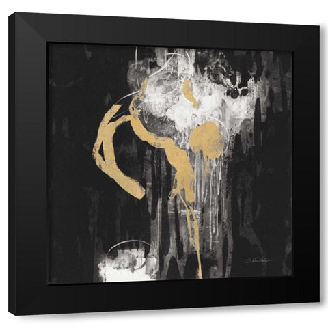 Golden Rain I BW Black Modern Wood Framed Art Print by Vassileva, Silvia