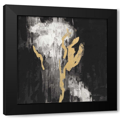 Golden Rain II BW Black Modern Wood Framed Art Print with Double Matting by Vassileva, Silvia