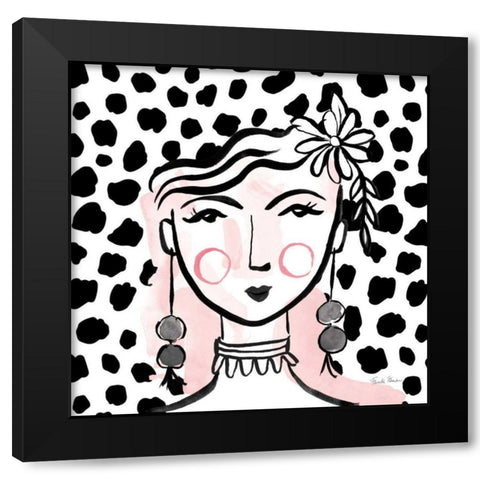 Pretty Faces I PInk Black Modern Wood Framed Art Print with Double Matting by Zaman, Farida