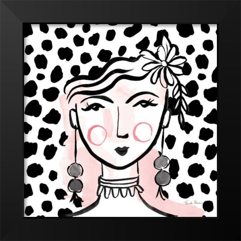 Pretty Faces I PInk Black Modern Wood Framed Art Print by Zaman, Farida