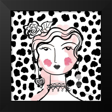 Pretty Faces II Pink Black Modern Wood Framed Art Print by Zaman, Farida