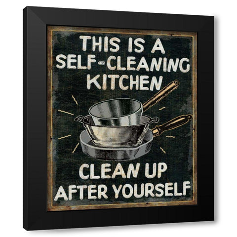 Self Cleaning Kitchen Black Modern Wood Framed Art Print with Double Matting by Pela Studio