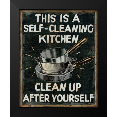 Self Cleaning Kitchen Black Modern Wood Framed Art Print by Pela Studio