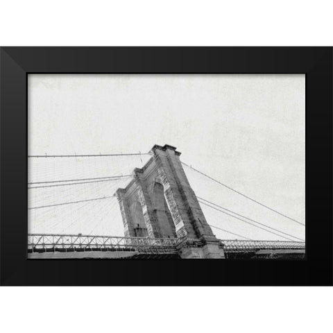 Brooklyn Bridge From Below Black Modern Wood Framed Art Print by Wild Apple Portfolio