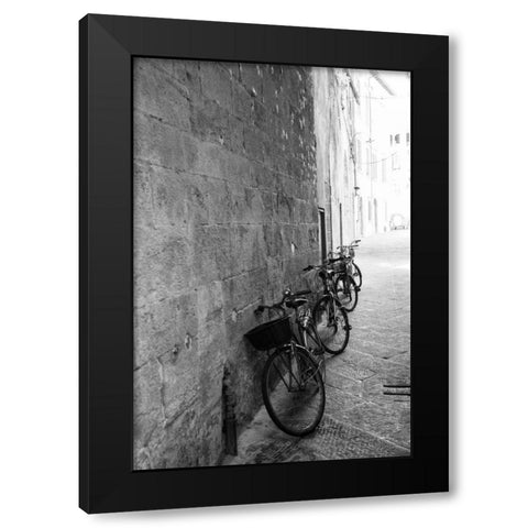 Bicycles in the Alley Black Modern Wood Framed Art Print by Aledanda