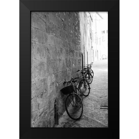 Bicycles in the Alley Black Modern Wood Framed Art Print by Aledanda