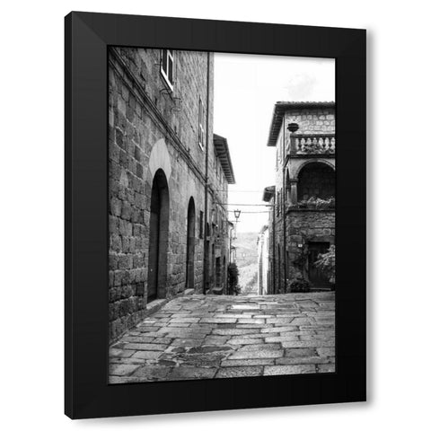 Village Square Black Modern Wood Framed Art Print with Double Matting by Aledanda