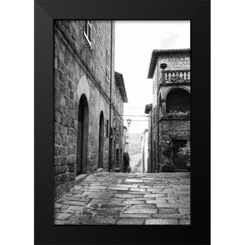 Village Square Black Modern Wood Framed Art Print by Aledanda