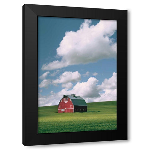 Palouse Region Red Barn II Black Modern Wood Framed Art Print with Double Matting by Majchrowicz, Alan