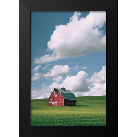 Palouse Region Red Barn II Black Modern Wood Framed Art Print by Majchrowicz, Alan