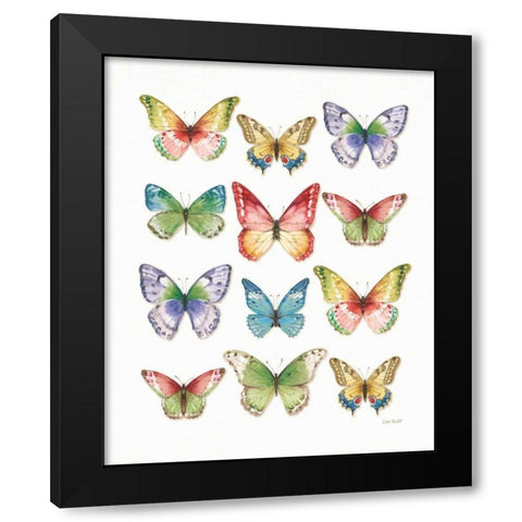 Colorful Breeze Butterflies Black Modern Wood Framed Art Print with Double Matting by Audit, Lisa