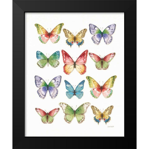 Colorful Breeze Butterflies Black Modern Wood Framed Art Print by Audit, Lisa