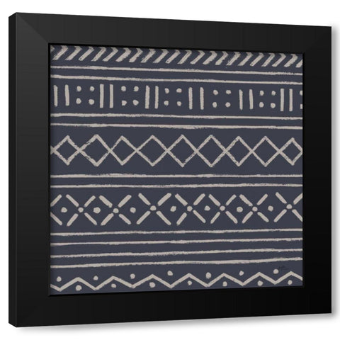 Jungle Love Pattern V Blue Sq I Black Modern Wood Framed Art Print with Double Matting by Penner, Janelle