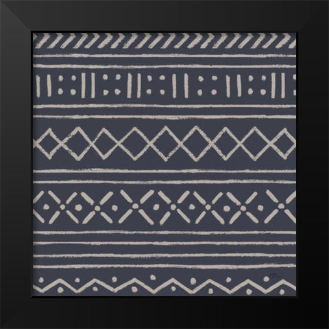 Jungle Love Pattern V Blue Sq I Black Modern Wood Framed Art Print by Penner, Janelle