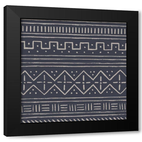 Jungle Love Pattern V Blue Sq II Black Modern Wood Framed Art Print by Penner, Janelle