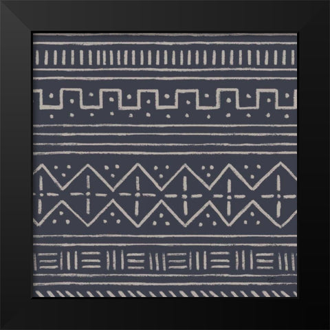 Jungle Love Pattern V Blue Sq II Black Modern Wood Framed Art Print by Penner, Janelle