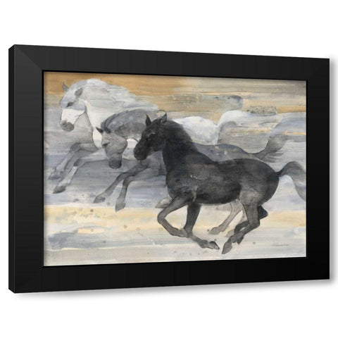 Prancing Trio Black Modern Wood Framed Art Print with Double Matting by Hristova, Albena