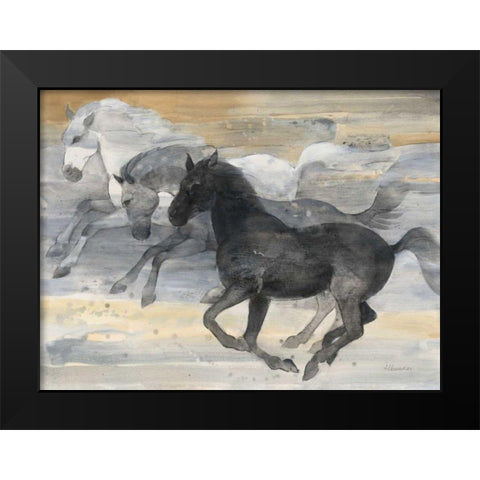 Prancing Trio Black Modern Wood Framed Art Print by Hristova, Albena