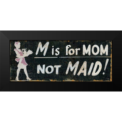 M is for Mom Black Modern Wood Framed Art Print by Pela Studio