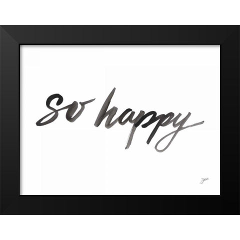 So Happy Black Modern Wood Framed Art Print by Panganiban, Karyn