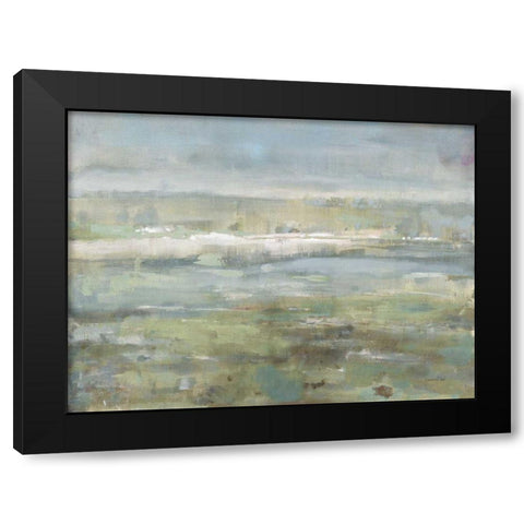 Gray Blue Field Black Modern Wood Framed Art Print by Nai, Danhui
