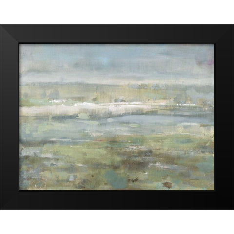 Gray Blue Field Black Modern Wood Framed Art Print by Nai, Danhui