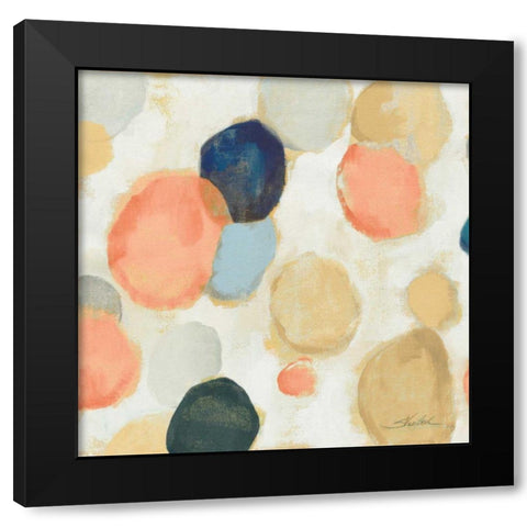 Painted Pebbles II Boho Black Modern Wood Framed Art Print with Double Matting by Vassileva, Silvia