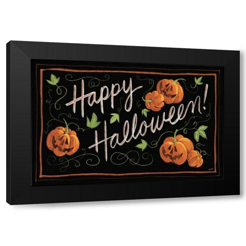 Happy Halloween Jack O Lanterns Black Modern Wood Framed Art Print by Tavoletti, Anne