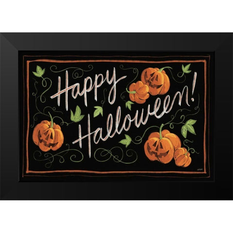 Happy Halloween Jack O Lanterns Black Modern Wood Framed Art Print by Tavoletti, Anne