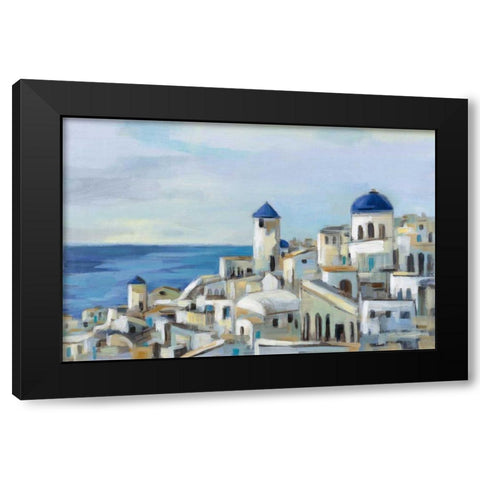Santorini View I Black Modern Wood Framed Art Print with Double Matting by Vassileva, Silvia