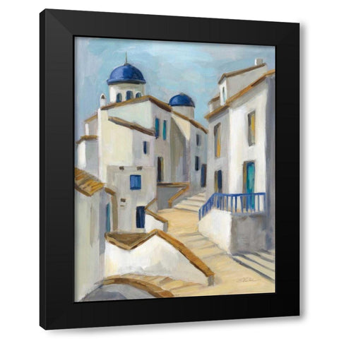 Santorini View II Black Modern Wood Framed Art Print with Double Matting by Vassileva, Silvia