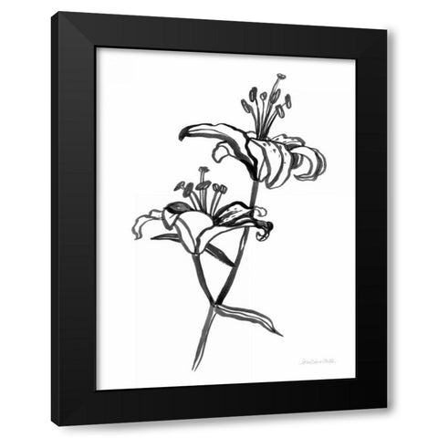 Ink Lilies I Black Modern Wood Framed Art Print with Double Matting by Miller, Sara Zieve