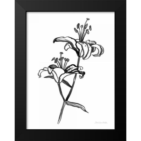 Ink Lilies I Black Modern Wood Framed Art Print by Miller, Sara Zieve