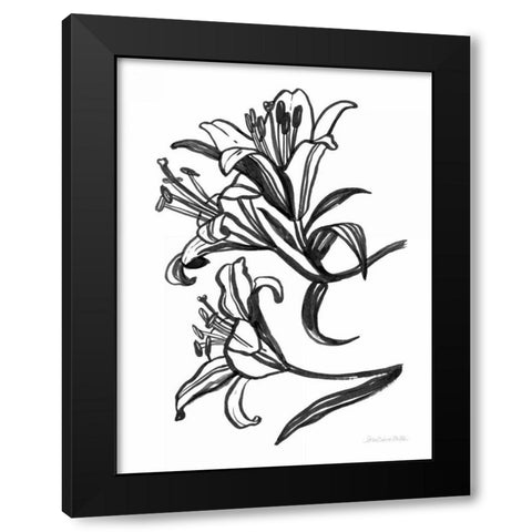 Ink Lilies II Black Modern Wood Framed Art Print by Miller, Sara Zieve