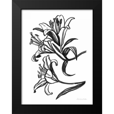 Ink Lilies II Black Modern Wood Framed Art Print by Miller, Sara Zieve