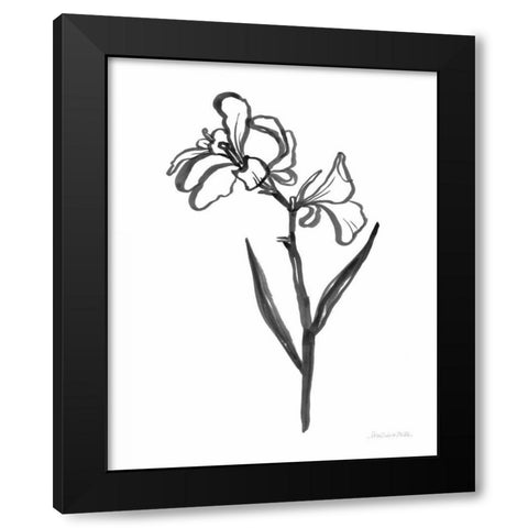 Ink Flower II Black Modern Wood Framed Art Print by Miller, Sara Zieve