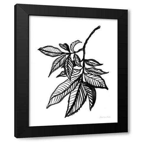 Ink Leaves Black Modern Wood Framed Art Print by Miller, Sara Zieve