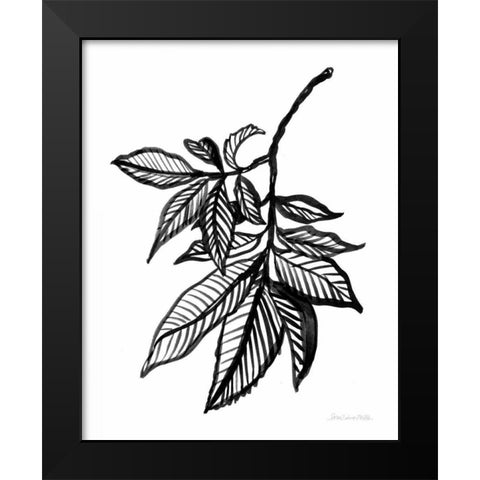 Ink Leaves Black Modern Wood Framed Art Print by Miller, Sara Zieve